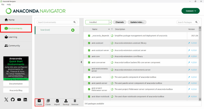 Anaconda Navigator スクリーンショット 2025-07-24-1